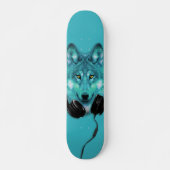 Skateboards+Wolf+Tier+Wasserfarbe+grün+blau+Modus Skateboard (Vorne)