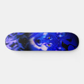 Skateboards+Wolf+Tier+Wasserfarbe+grün+blau Skateboard (Horizontal)