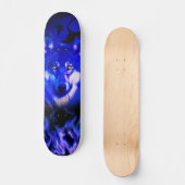 Skateboards+Wolf+Tier+Wasserfarbe+grün+blau Skateboard (Vorderseite)