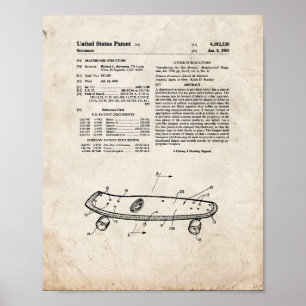 Skateboardstruktur-Patent - Altes Aussehen Poster