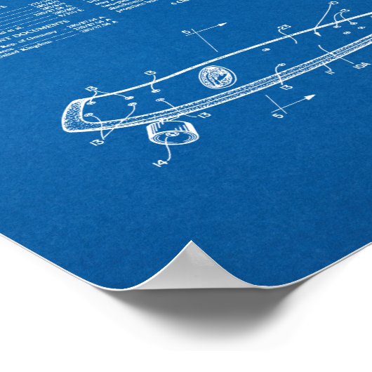 Skateboardstruktur-Patent - Blueprint Poster (Ecke)