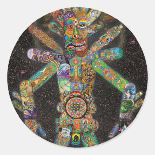 Skatebotron der Riesenrobot Runder Aufkleber