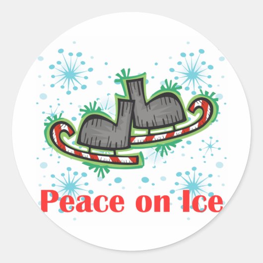 SkateChick Peace on Ice Runder Aufkleber (Vorderseite)