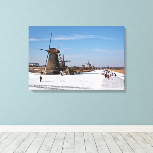 Skaten an den Windmühlen im Winter Leinwanddruck (Insitu (Holzboden))