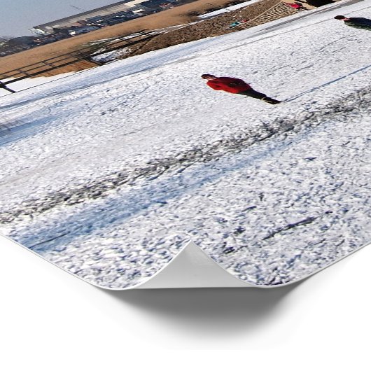 Skaten an den Windmühlen im Winter Poster (Ecke)