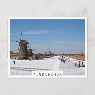 Skaten an den Windmühlen im Winter Postkarte