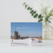 Skaten an den Windmühlen im Winter Postkarte (Stehend Vorderseite)