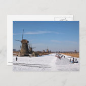 Skaten an den Windmühlen im Winter Postkarte (Vorne/Hinten)
