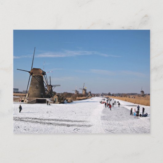 Skaten an den Windmühlen im Winter Postkarte (Vorderseite)