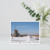 Skaten an den Windmühlen im Winter Postkarte (Stehend Vorderseite)