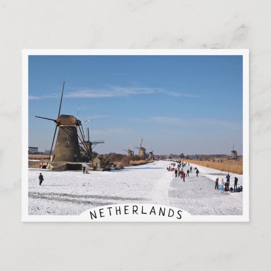 Skaten an den Windmühlen im Winter Postkarte (Vorderseite)