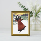 Skaten auf dem eingefrorenen Fluss Postkarte (Stehend Vorderseite)