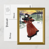 Skaten auf dem eingefrorenen Fluss Postkarte (Vorne/Hinten)