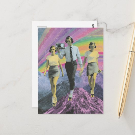 Skaten auf der Bergkette Surreal Postkarte (Vorderseite/Rückseite Beispiel)