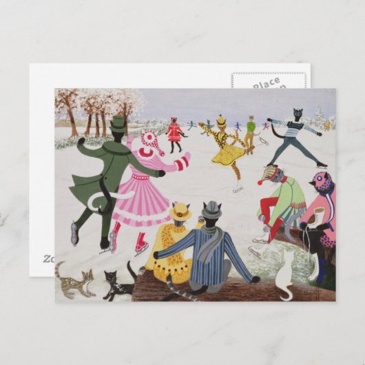 Skaten auf Dünneis Postkarte (Vorne/Hinten)