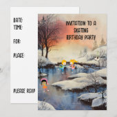 Skaten Birthday Party Einladung für Kinder (Vorne/Hinten)