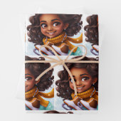 Skaten Brown Skin Girl im Schnee Geschenkpapier Set (Beispiel)