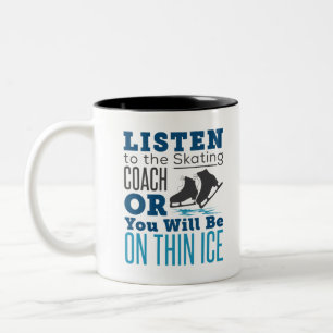 Skaten Coach Ice Abbildung Skaten dünne Eis Zweifarbige Tasse