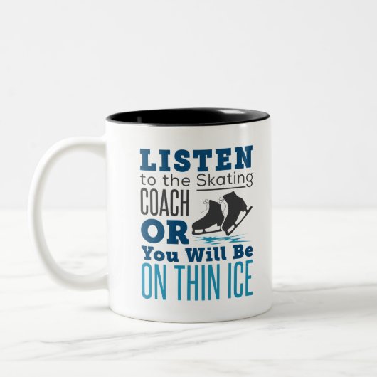 Skaten Coach Ice Abbildung Skaten dünne Eis Zweifarbige Tasse (Links)