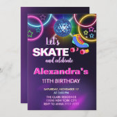 Skaten Disco Party Geburtstag Einladung (Vorne/Hinten)