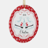 Skaten-Eis-Skate-datierte Weihnachtsverzierung Keramik Ornament (Rechts)