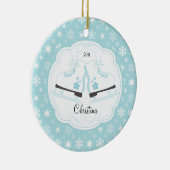 Skaten-Eis-Skate-datierte Weihnachtsverzierung Keramikornament (Rechts)