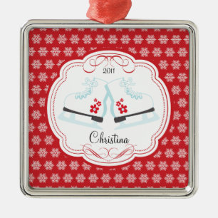 Skaten-Eis-Skate-datierte Weihnachtsverzierung Ornament Aus Metall