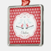 Skaten-Eis-Skate-datierte Weihnachtsverzierung Ornament Aus Metall (Links)