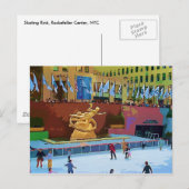 Skaten-Eisbahn, Rockefeller-Mitte, New York City Postkarte (Vorne/Hinten)