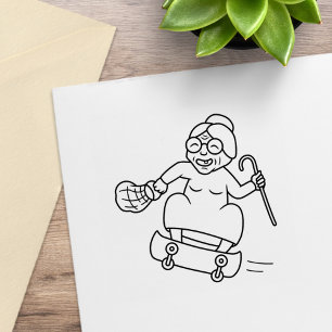 Skaten für alte Frau Gummistempel