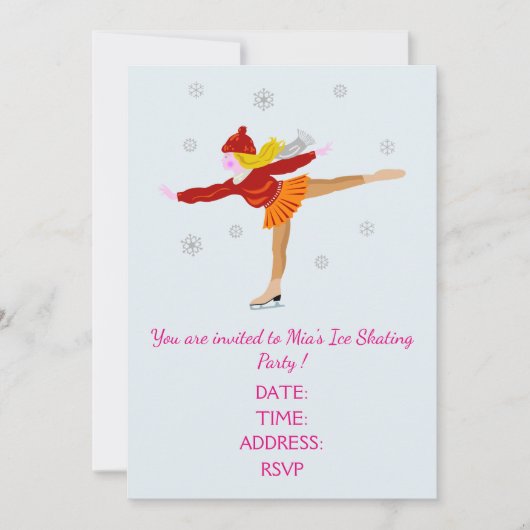 Skaten für Mädchen oder Teenager Einladung (Vorderseite)