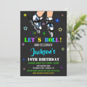 Skaten Geburtstagseinladung Roller Party laden Einladung (Stehend Vorderseite)