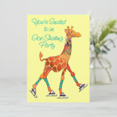 Skaten Giraffe Einladung (Stehend Vorderseite)