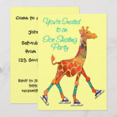 Skaten Giraffe Einladung (Vorne/Hinten)