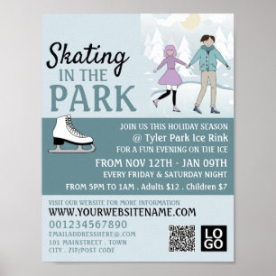 Skaten im Park, Ice Skate Rink Werbung Poster