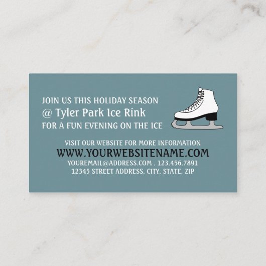 Skaten im Park, Ice Skate Rink Werbung Visitenkarte (Rückseite)