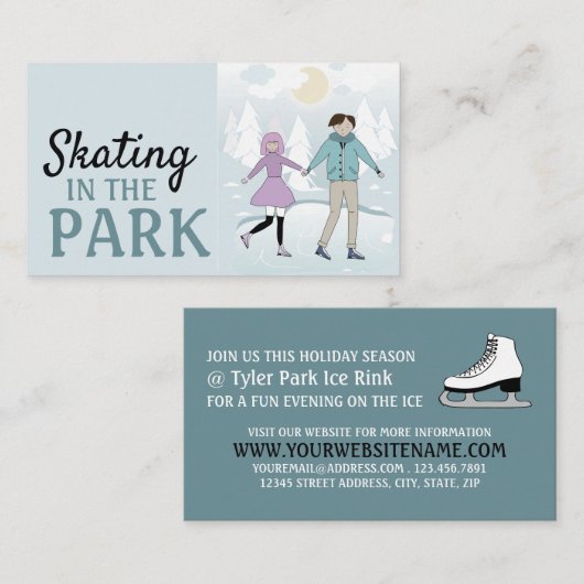 Skaten im Park, Ice Skate Rink Werbung Visitenkarte (Vorne/Hinten)