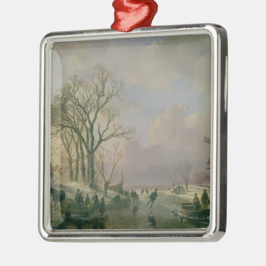 Skaten in Holland Silbernes Ornament (Links)