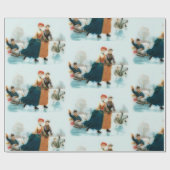 Skaten in Norwegen - lustige Vintage Grafik Geschenkpapier (Flach)