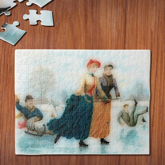 Skaten in Norwegen - lustige Vintage Grafik Puzzle