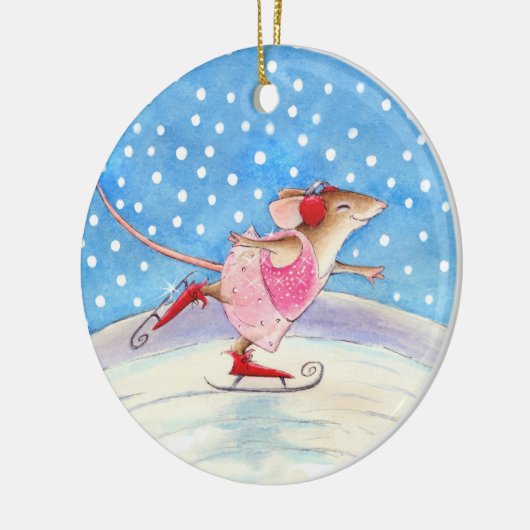 Skaten Mouse Weihnachts- oder Winterschmuck Keramik Ornament (Links)