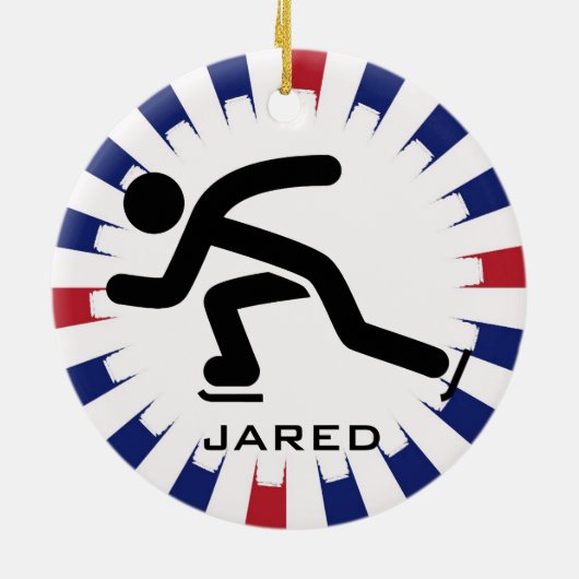 Skaten-Ornament mit personalisierter Geschwindigke Keramikornament (Hinten)
