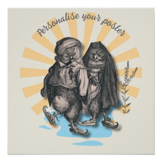 Skaten Owls | Retrostil | Nostalgische Gestaltung Poster (Vorderseite)