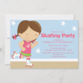 Skaten Party| Brünettes Mädchen Einladung (Vorderseite)