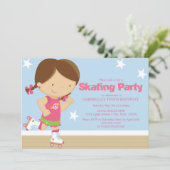 Skaten Party| Brünettes Mädchen Einladung (Stehend Vorderseite)