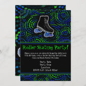 Skaten-Party Einladung für Schwarz/Grün-Roller (Vorne/Hinten)