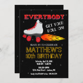 Skaten Party Einladung, Roller Skate Einladung (Vorne/Hinten)
