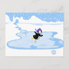 Skaten Penguin Christmas Feiertagspostkarte