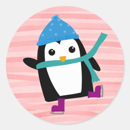 Skaten Penguin Round Stickers (Vorderseite)