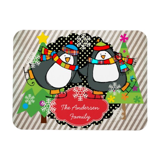 Skaten Penguins Personalisiert Holiday Flexi Magne Magnet (Horizontal)